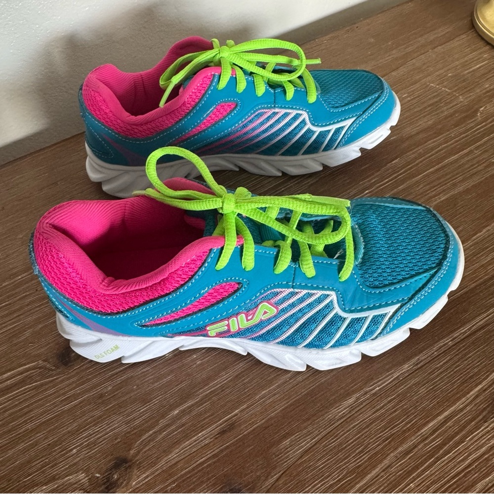 Girls Fila Radical 3 Running Shoe Size 3 Blue Green Pink - Picture 5 of 7